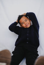 Load image into Gallery viewer, Rib knit cardigan Navy blue