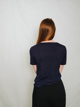 Load image into Gallery viewer, V neck t-shirt - black &amp; navy
